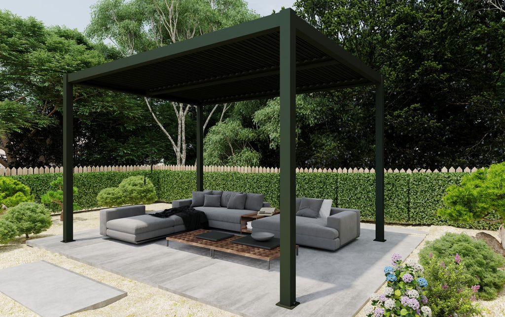 Pérgola Bioclimática 4×3 en Aluminio – 100%  Impermeable con Láminas Regulables