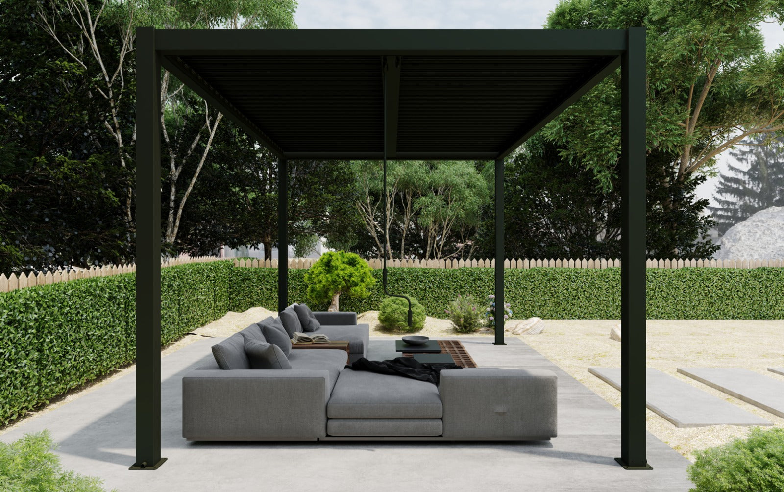 Pérgola Bioclimática 4×3 en Aluminio – 100%  Impermeable con Láminas Regulables